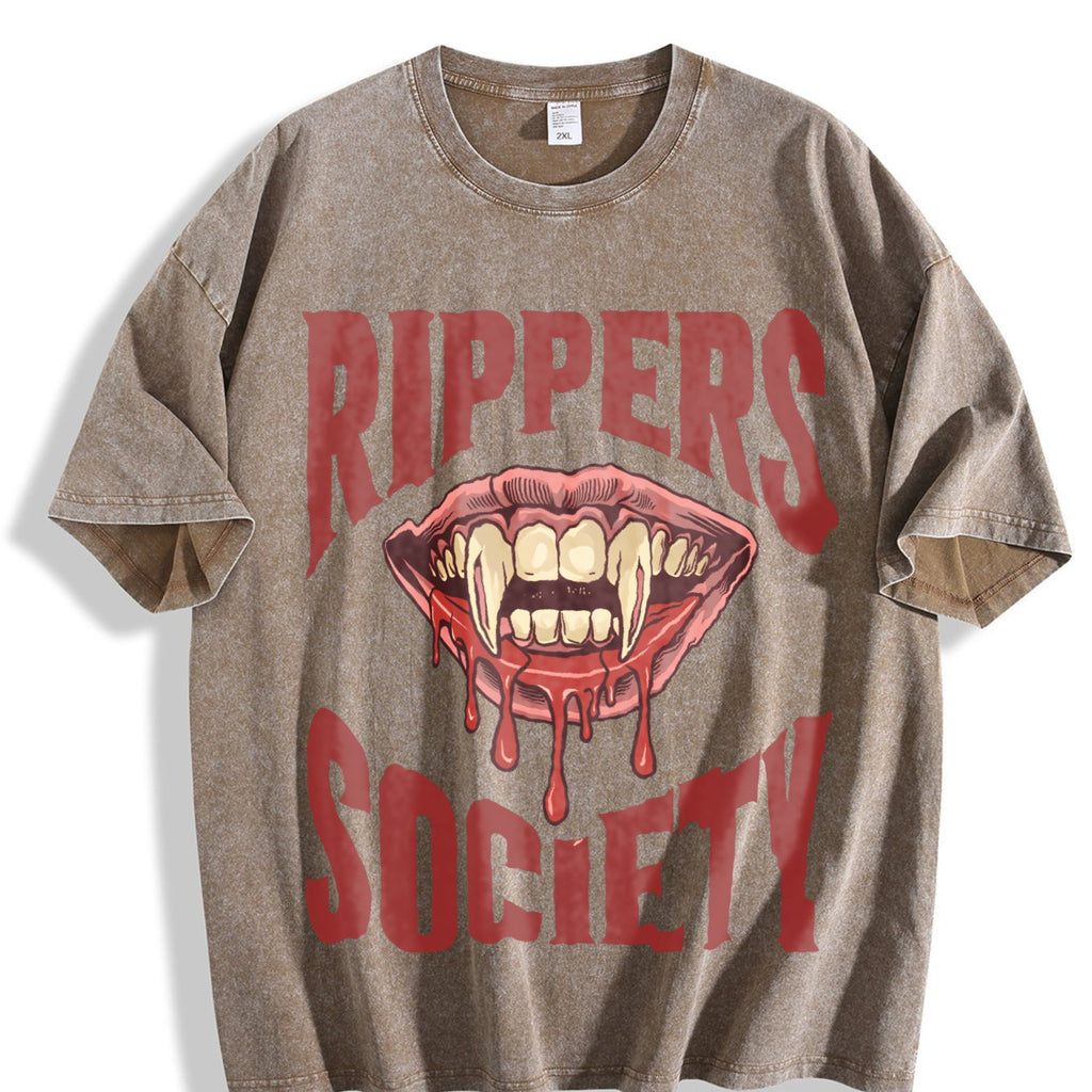 Horror Rippers Society 90s Halloween Vintage Washed T-Shirt product image 3