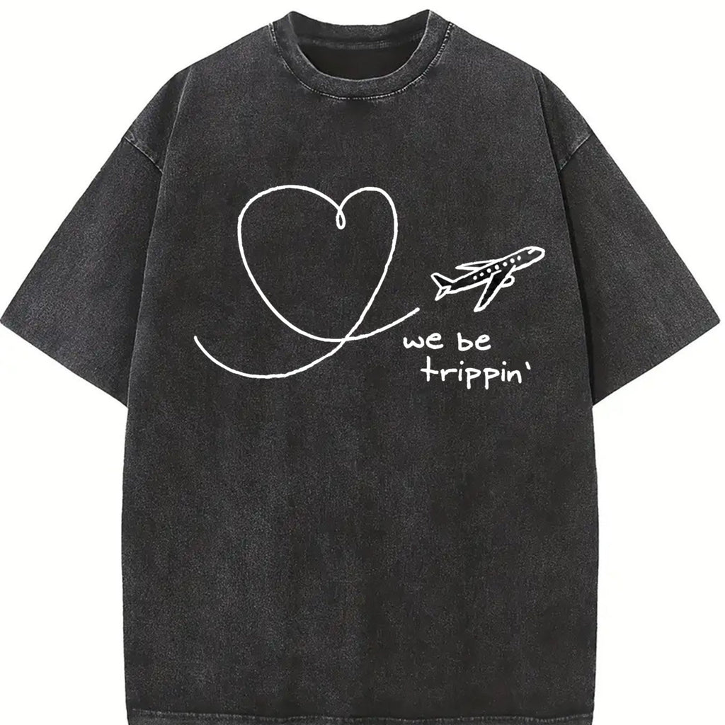 We Be Trippin Airplane Heart Vintage Washed T-Shirt product image 2