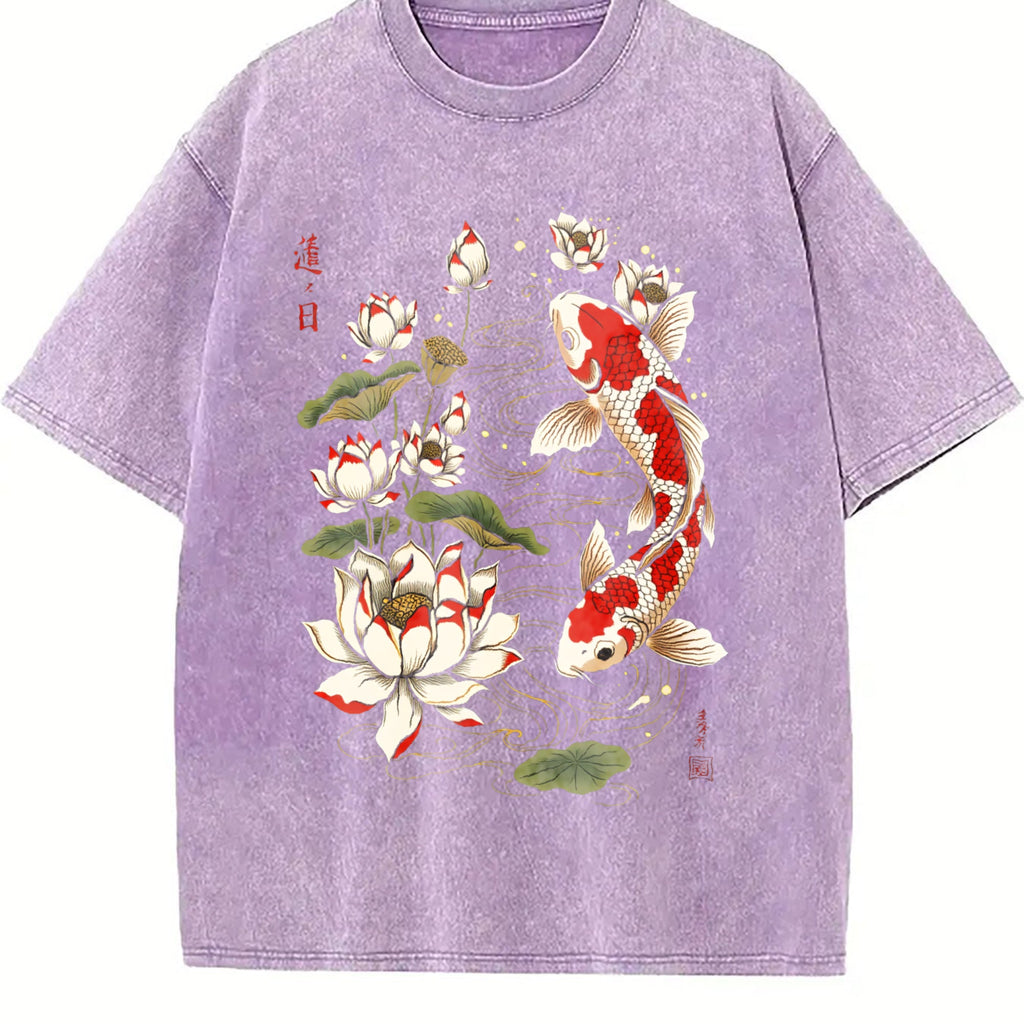 Koi Fish Lotus Floral 100 Y2K Boxy Aesthetic Summer Vintage product image 6