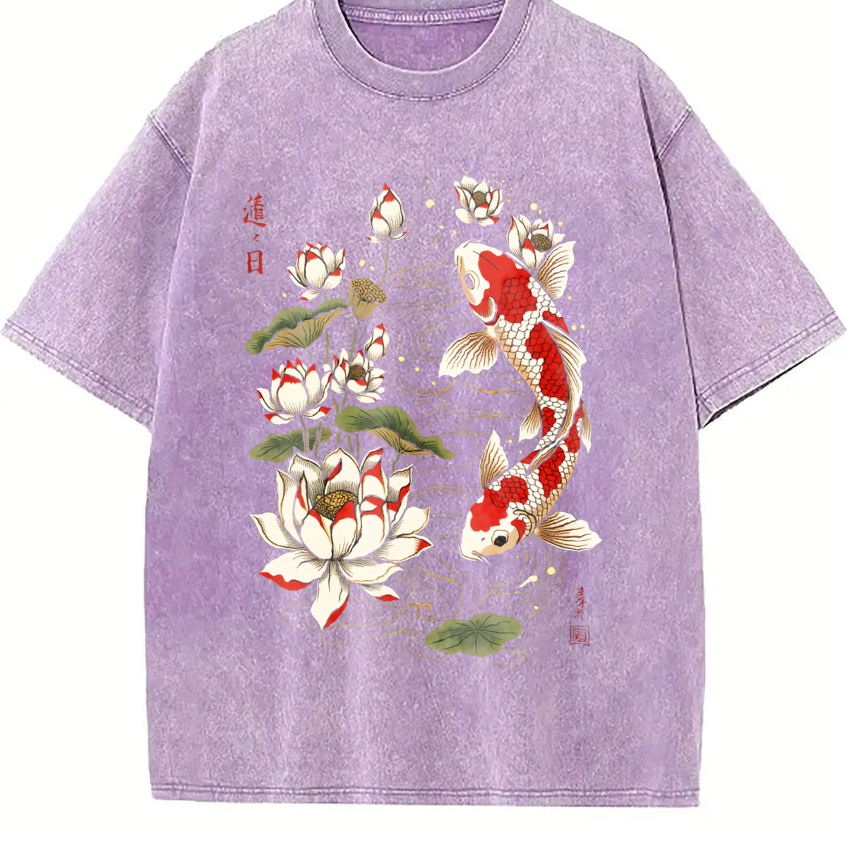 Koi Fish Lotus Floral 100 Y2K Boxy Aesthetic Summer Vintage product image 6
