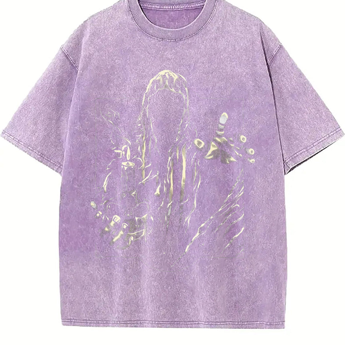 Faceless Reaper Skull Candle Art Vintage Washed T-Shirt product image 6