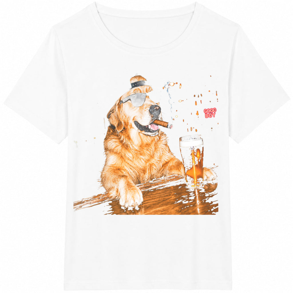 Golden Retriever Drinking Beer Cotton T-Shirt product image 2
