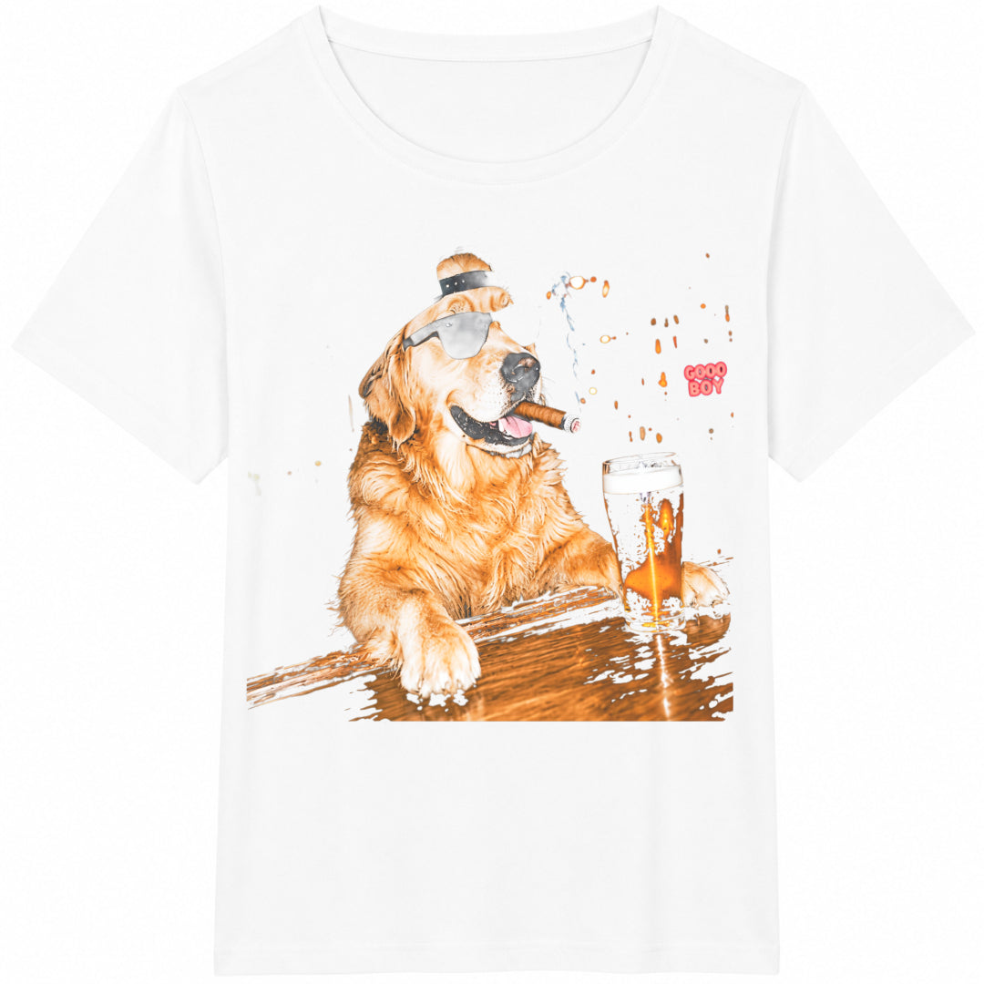 Golden Retriever Drinking Beer Cotton T-Shirt product image 2