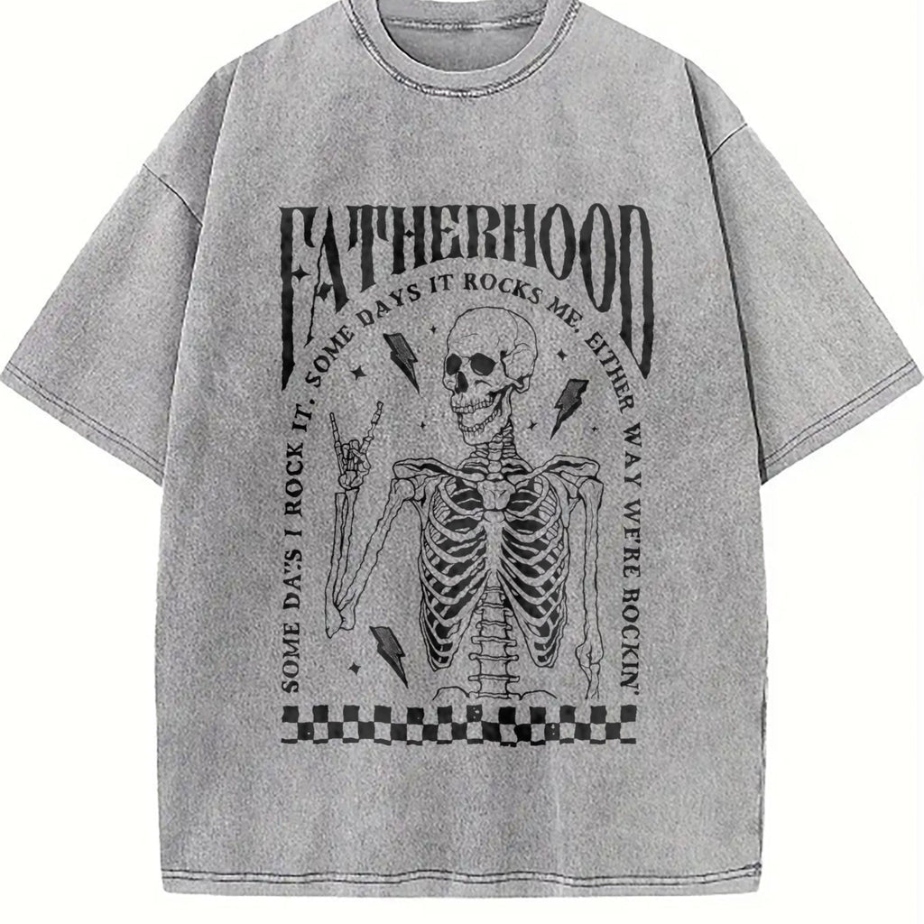 Fatherhood Dad Funny Skeleton First Time Vintage Washed product image 5