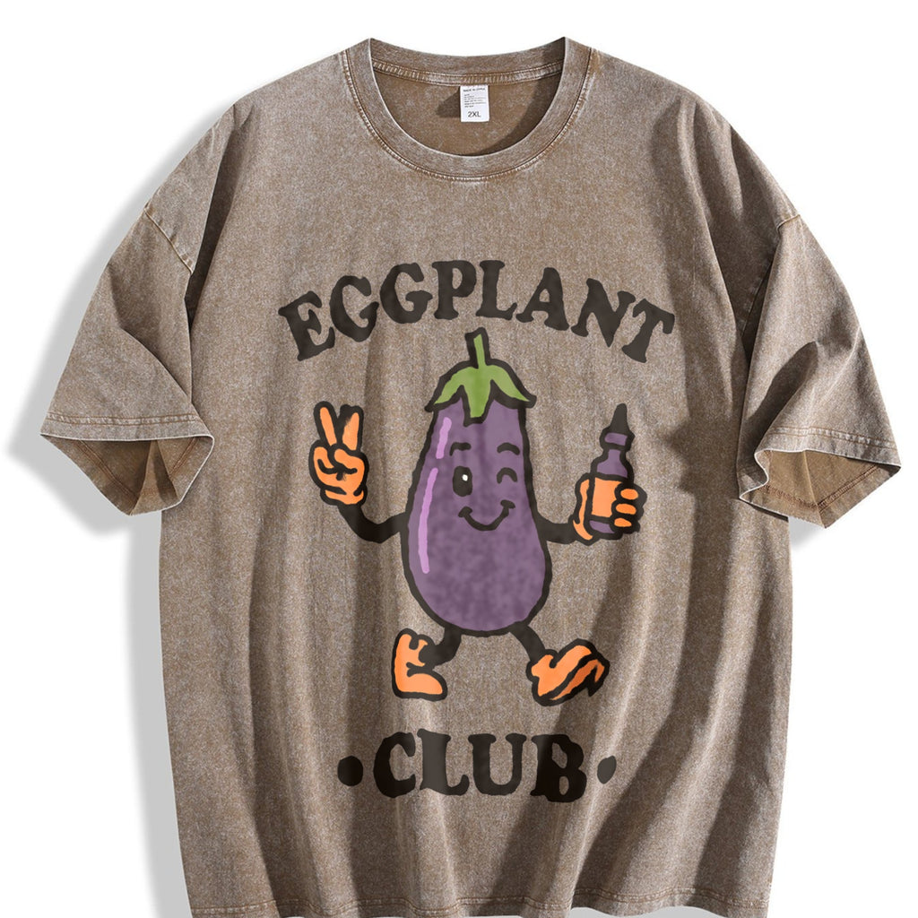 Eggplant Club Funny Veggie Lover Cartoon Vintage Washed product image 3