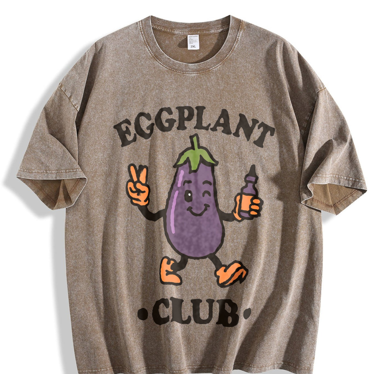 Eggplant Club Funny Veggie Lover Cartoon Vintage Washed product image 3