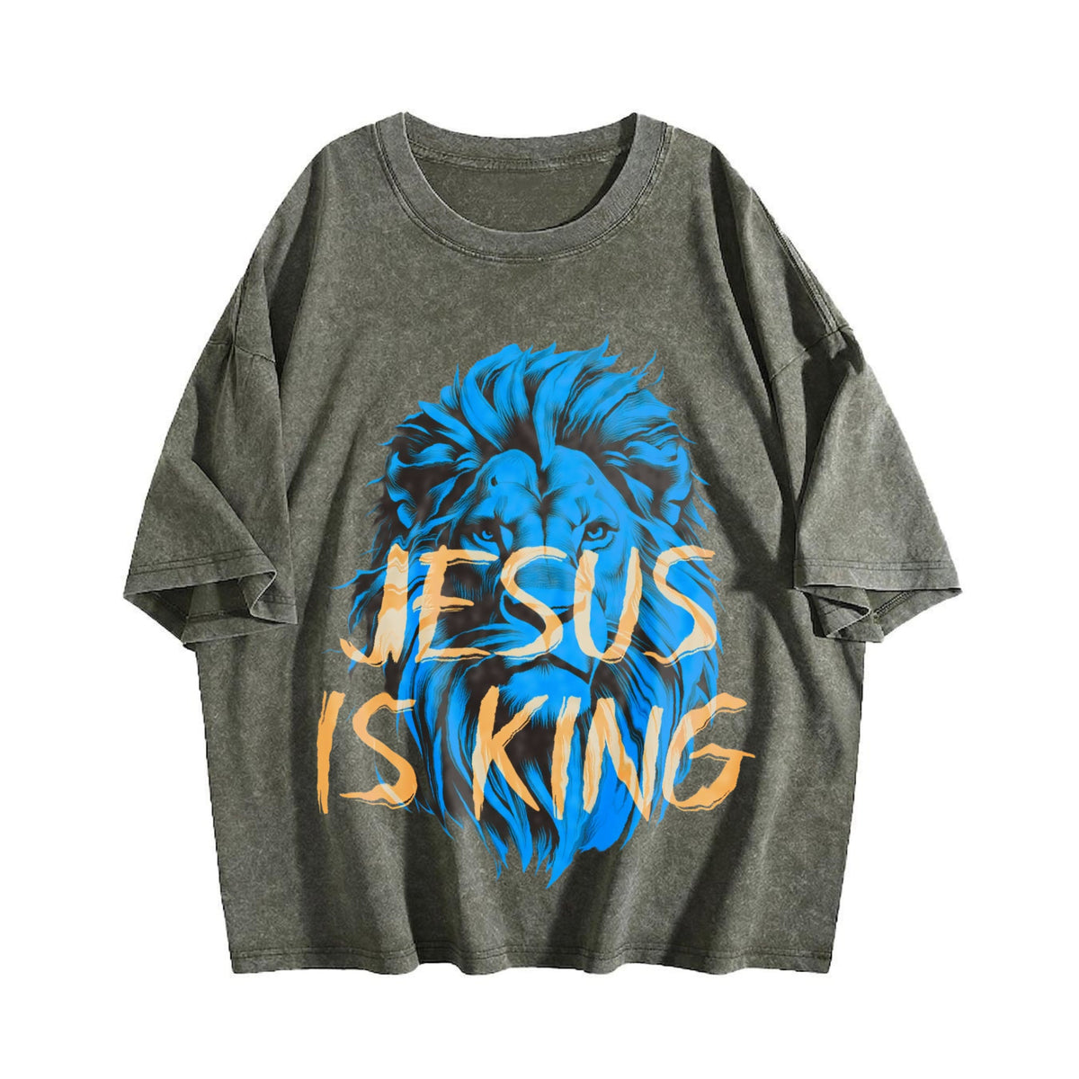 Jesus Is King Blue Lion Vintage Washed T-Shirt product image 4