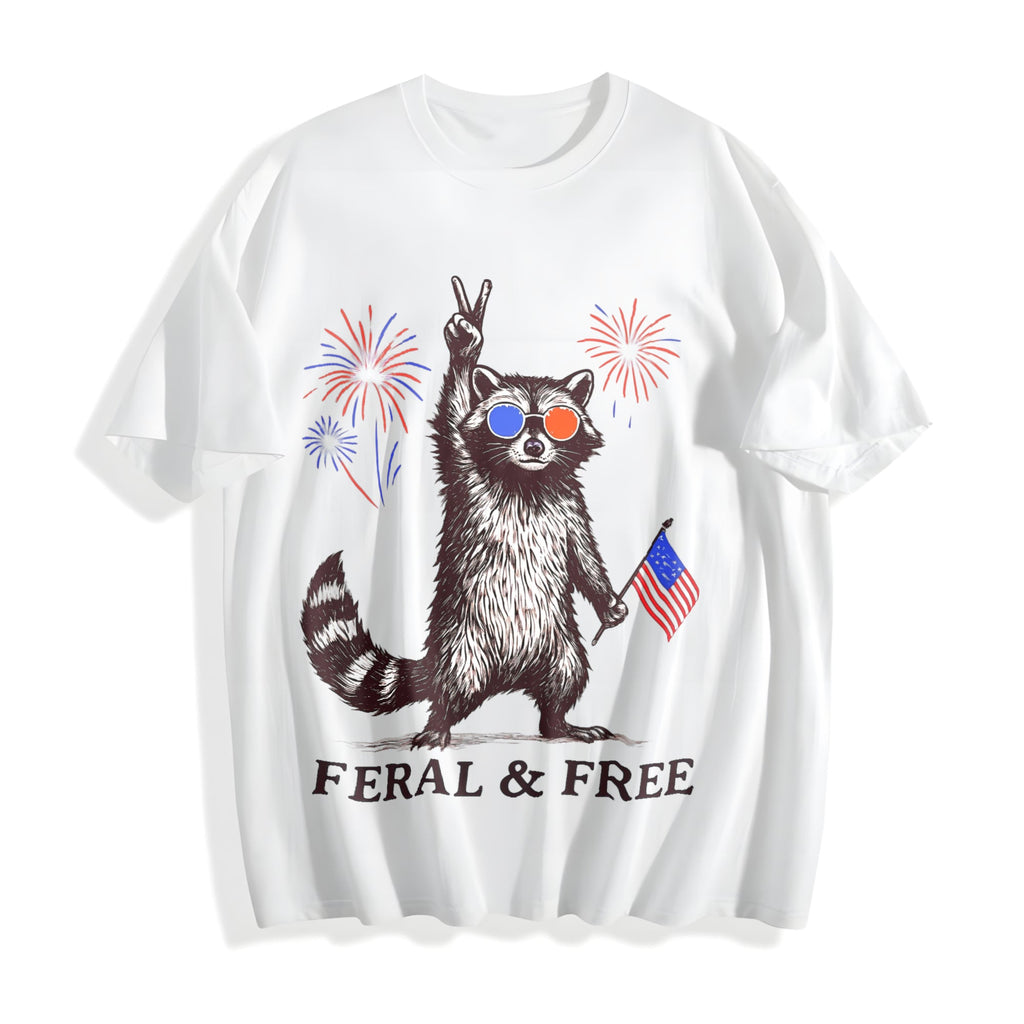 Feral But Free Raccoon Cotton T-Shirt product image 2