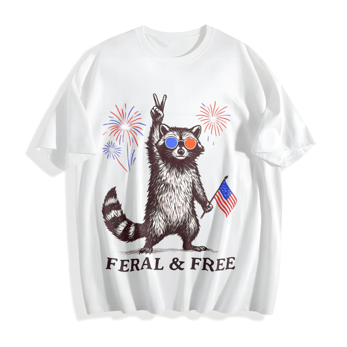 Feral But Free Raccoon Cotton T-Shirt product image 2
