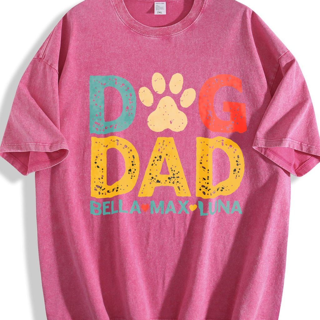 Dog Dad With Names Vintage Washed T-Shirt product image 7
