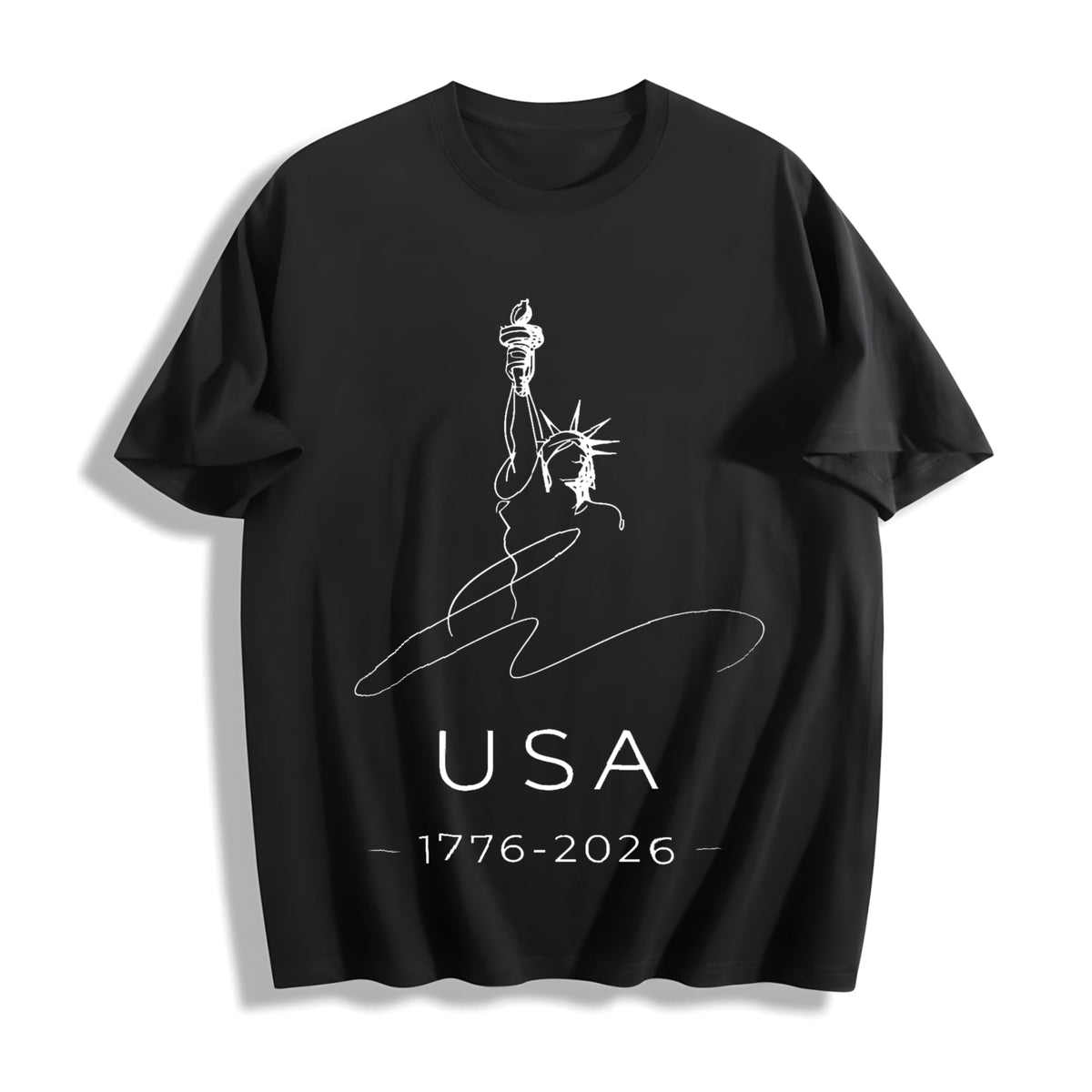 Line Art Statue Of Liberty USA 1776-2026 Cotton T-Shirt product image 1