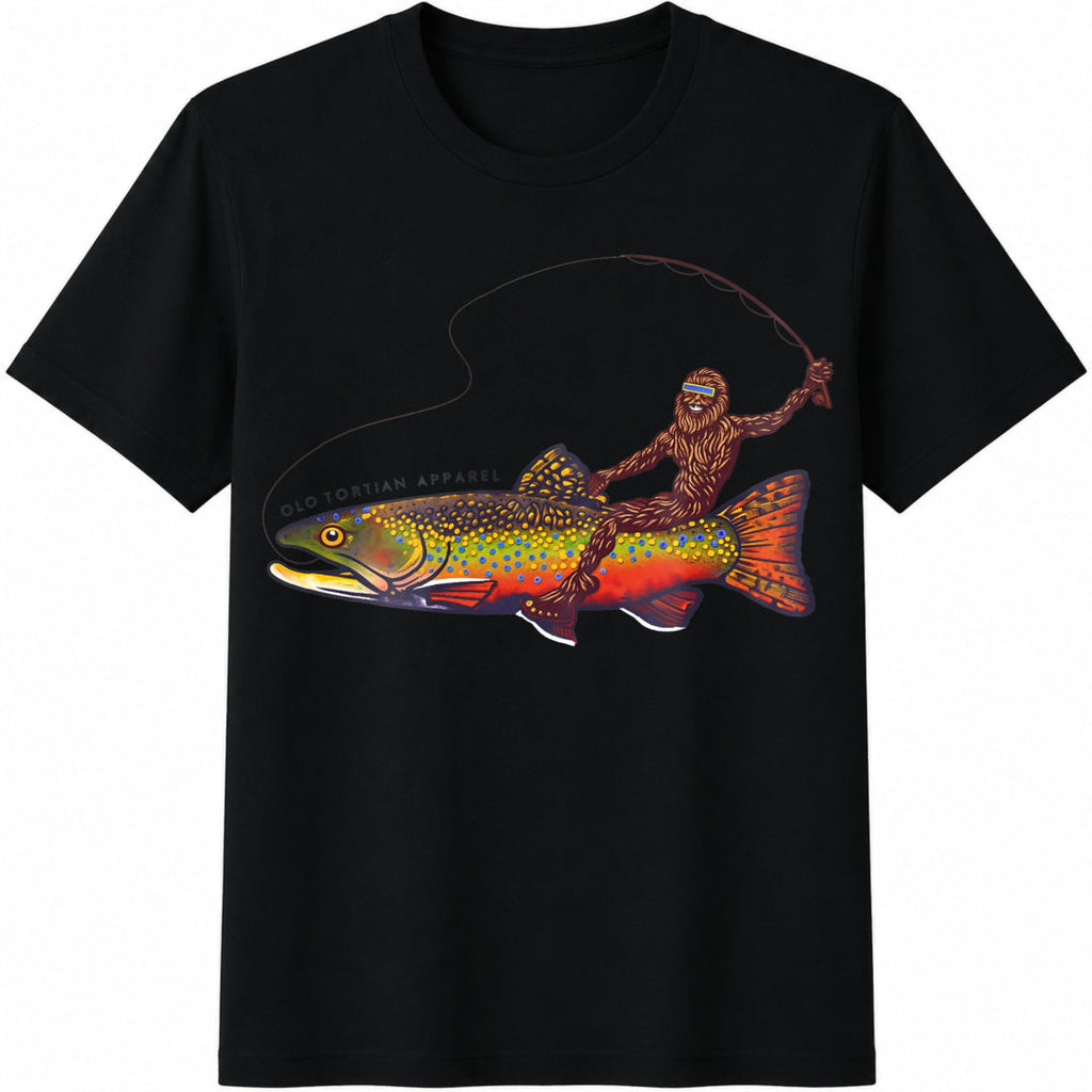Bigfoot Brook Trout Fishing Softstyle Cotton T-Shirt product image 1