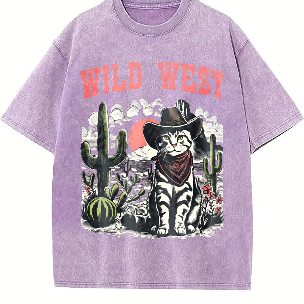 Wild West Cowboy Cat Vintage Washed T-Shirt product image 6