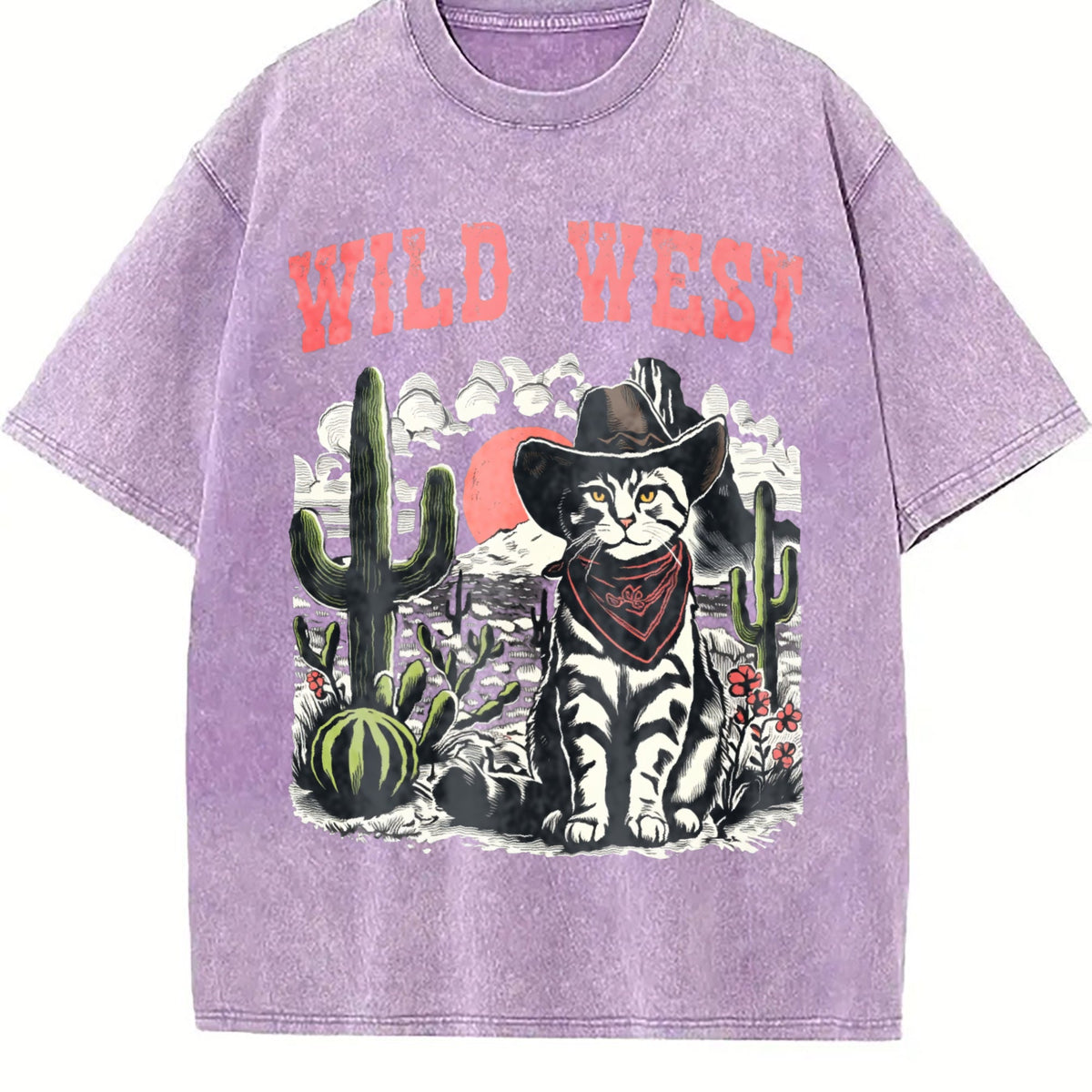 Wild West Cowboy Cat Vintage Washed T-Shirt product image 6