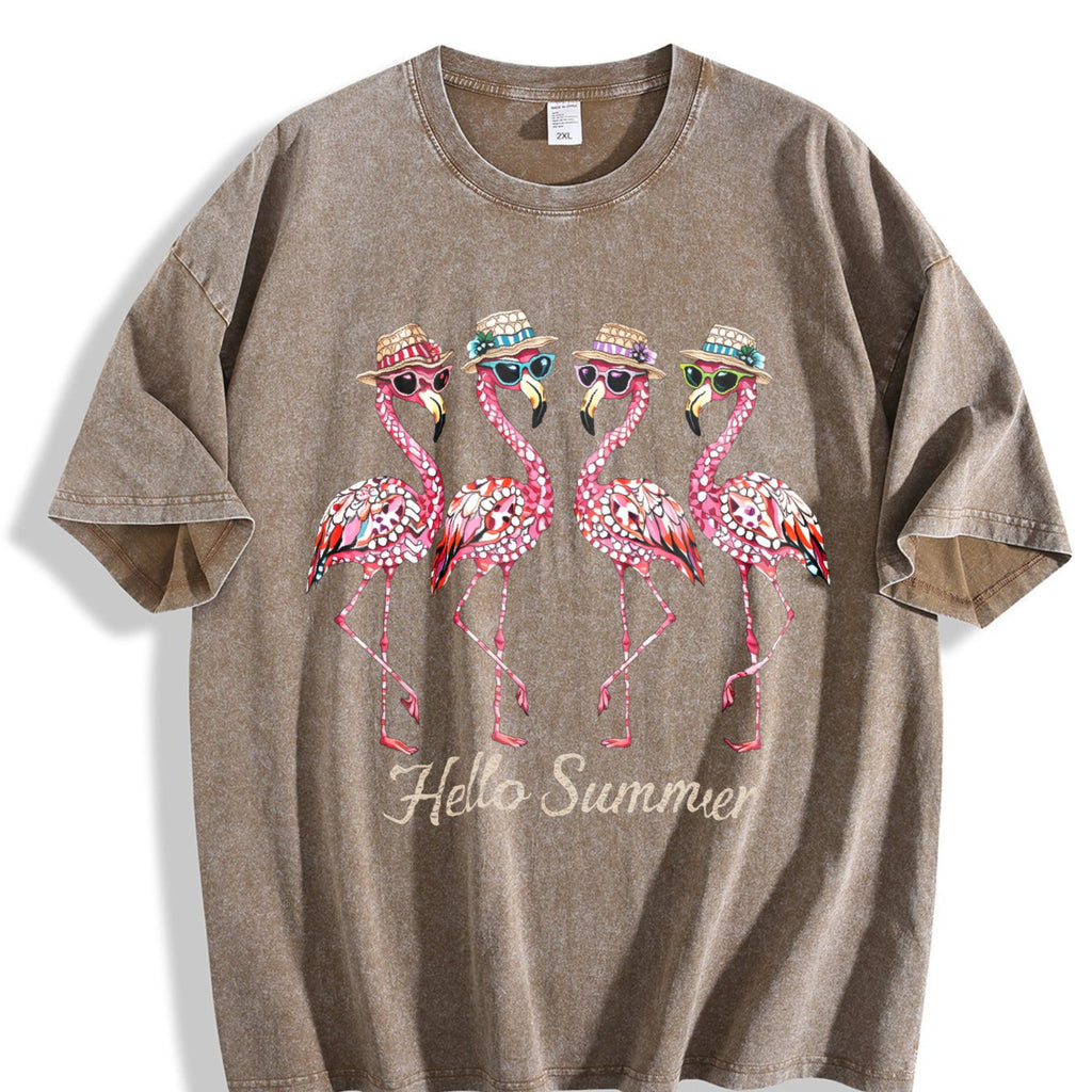 Flamingo Summer Vintage Washed T-Shirt product image 3