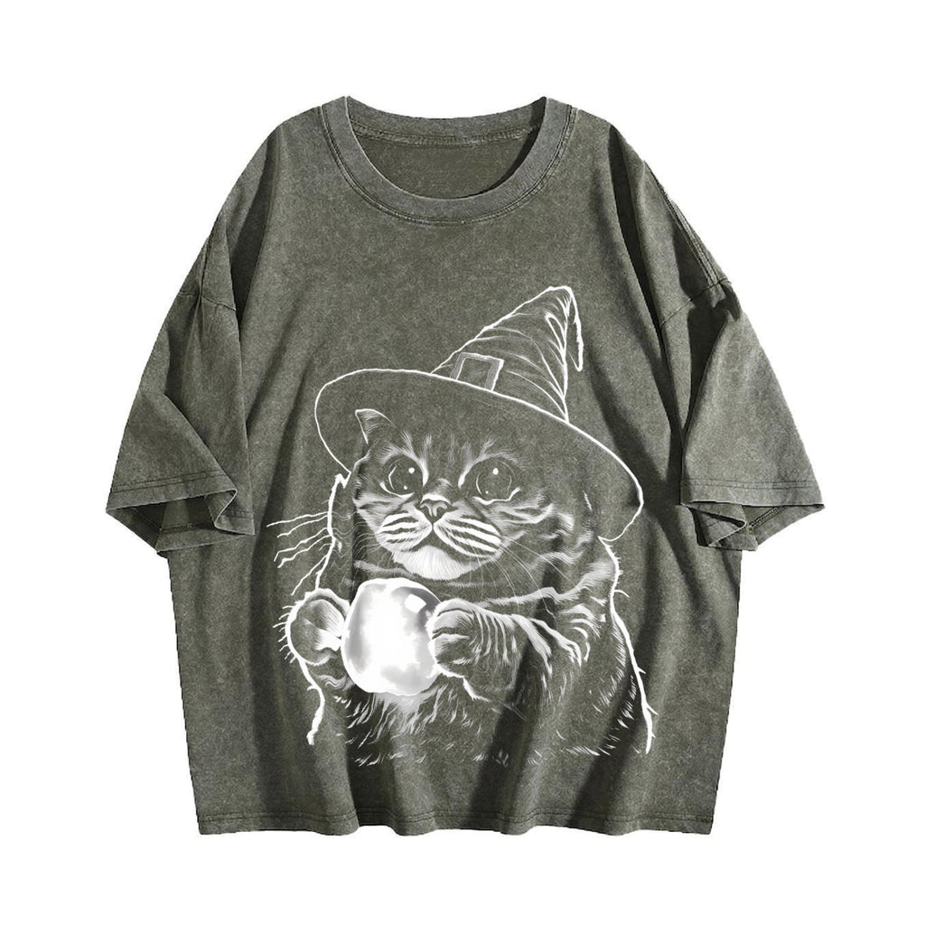 Witch Cat Vintage Washed T-Shirt product image 4