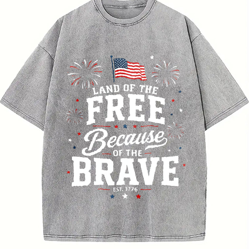 4th Of July - Land Free Because Brave Patriotic Red Vintage product image 5