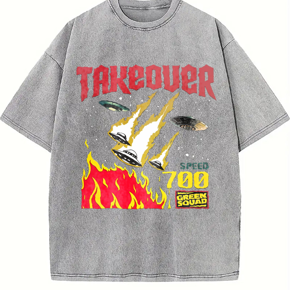 Takeover UFO Alien Fire Vintage Washed T-Shirt product image 5