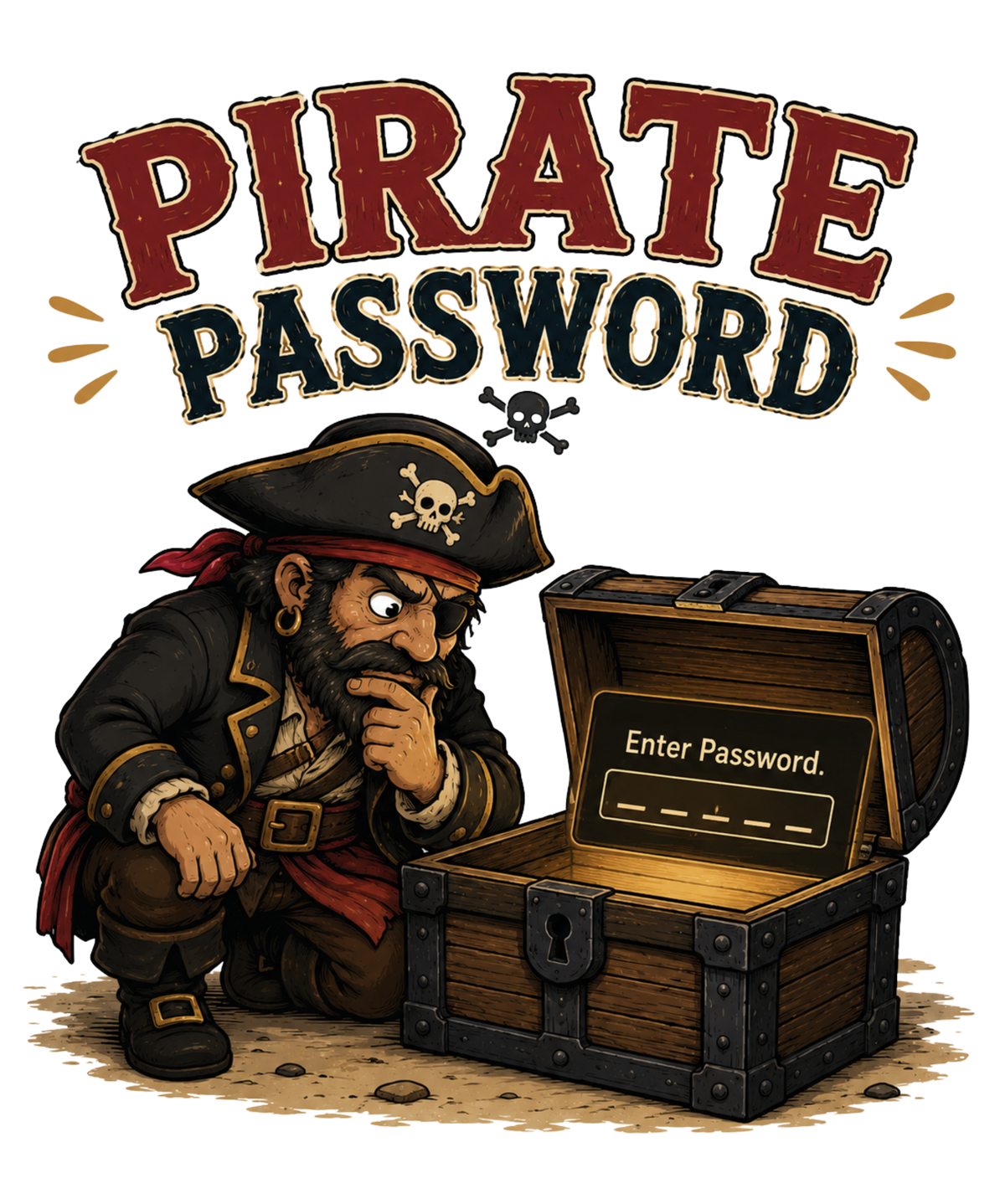 Pirate Password Treasure Chest Security Humor