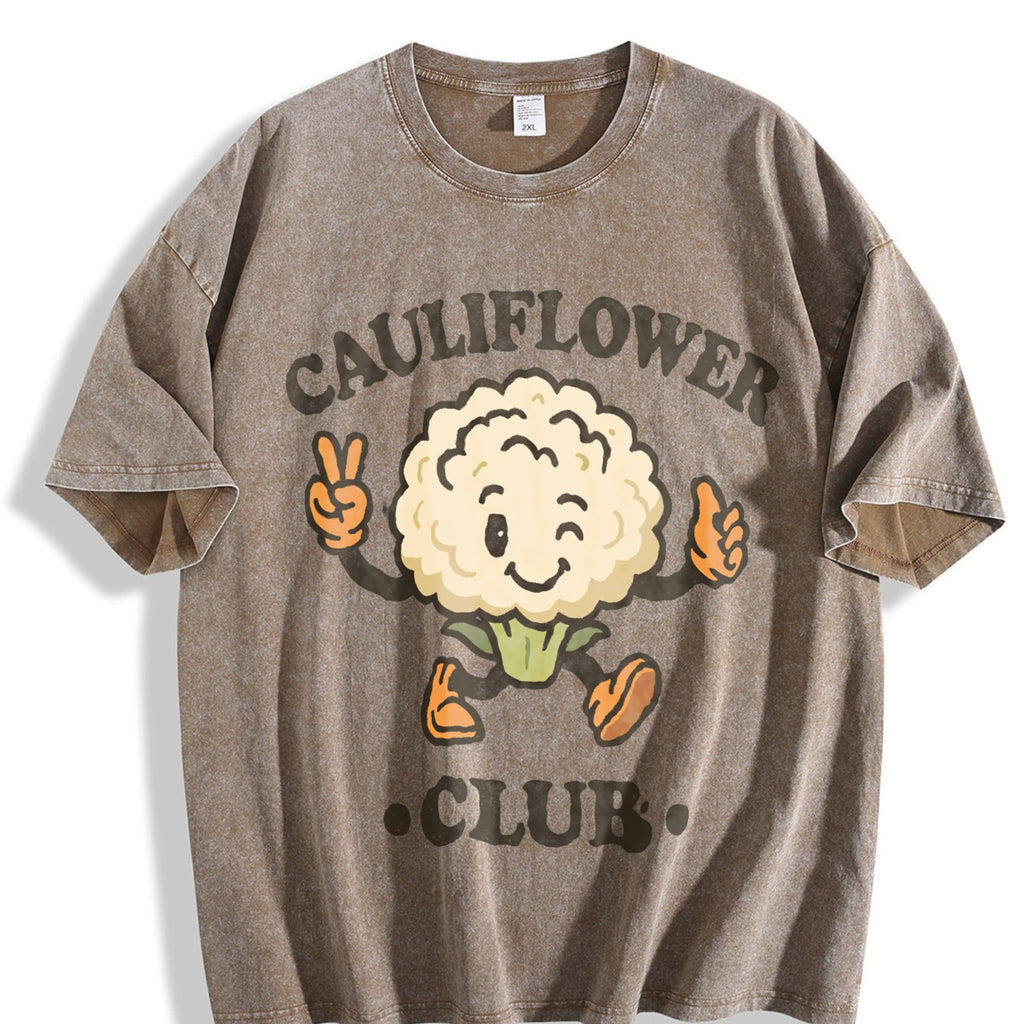 Cauliflower Club Funny Veggie Lover Cartoon Vintage Washed product image 3