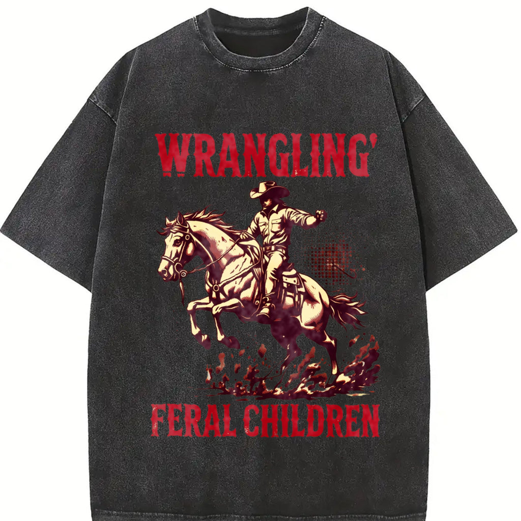 Wranglin' Feral Children Raccoon 90s Vintage Washed T-Shirt product image 2