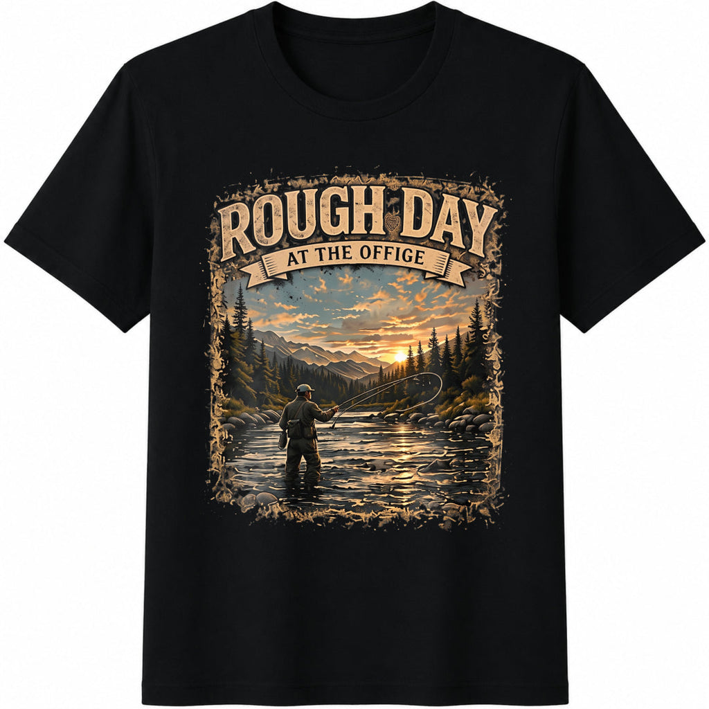 Rough Day At The Office Fly Fishing Cotton T-Shirt product image 1