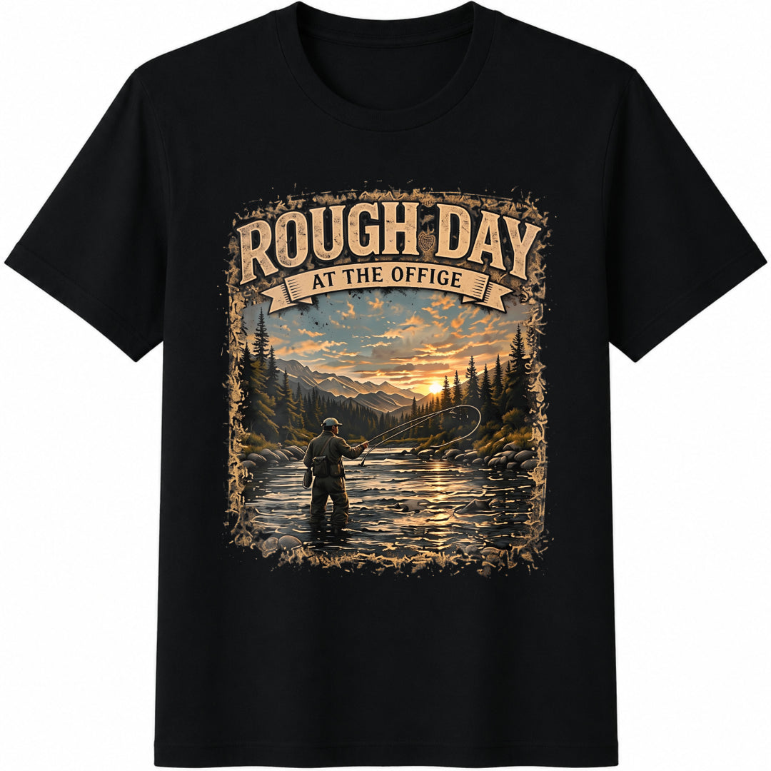 Rough Day At The Office Fly Fishing Cotton T-Shirt product image 1