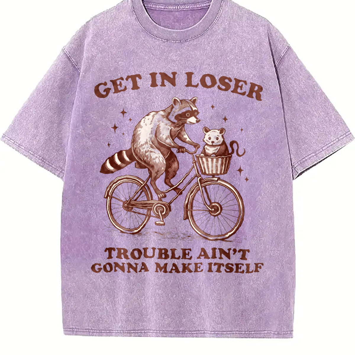 Get In Loser Raccoon Cat Funny Animal Vintage Washed T-Shirt product image 6