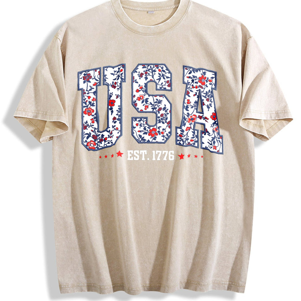 Floral USA Vintage Washed T-Shirt product image 1