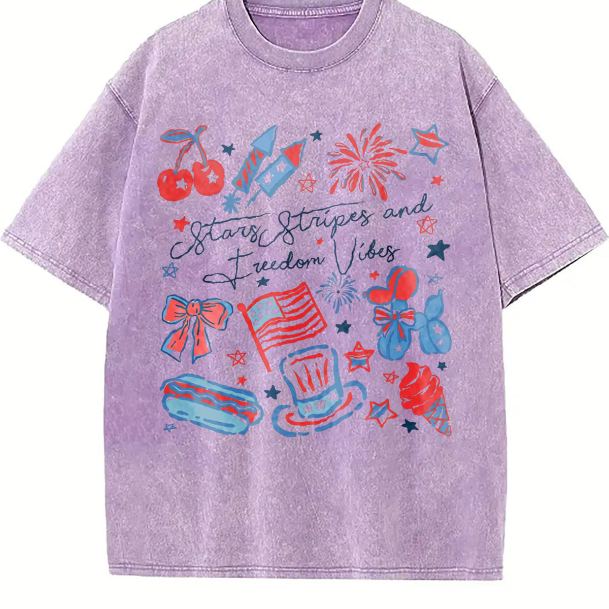 Girly American Vibes With Stars Vintage Washed T-Shirt product image 6