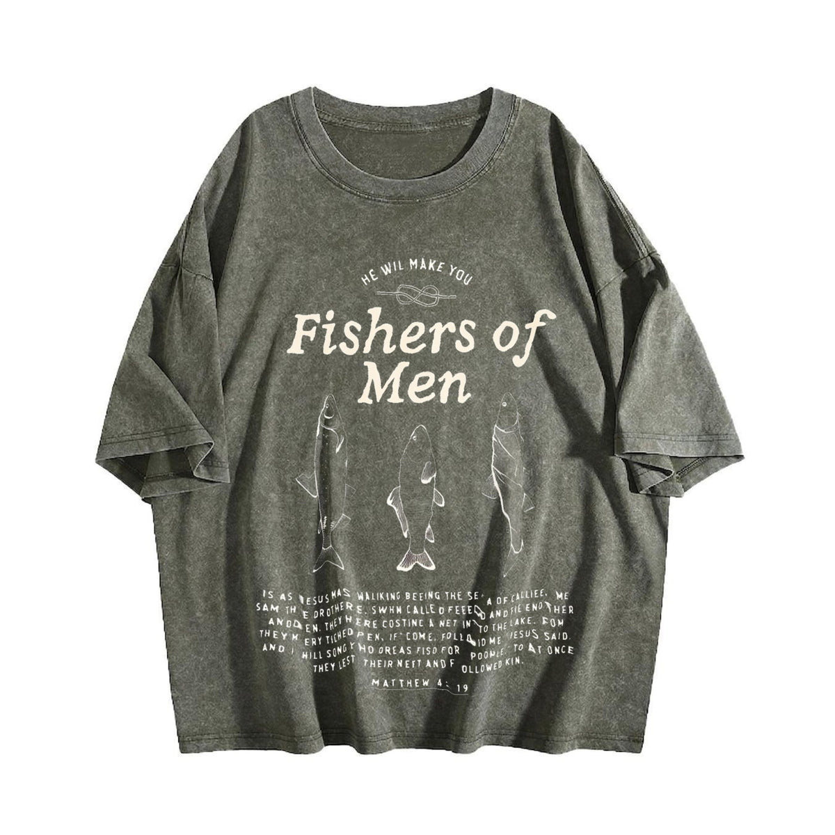 Fishers Of - Matthew 4:19 Jesus Vintage Washed T-Shirt product image 4