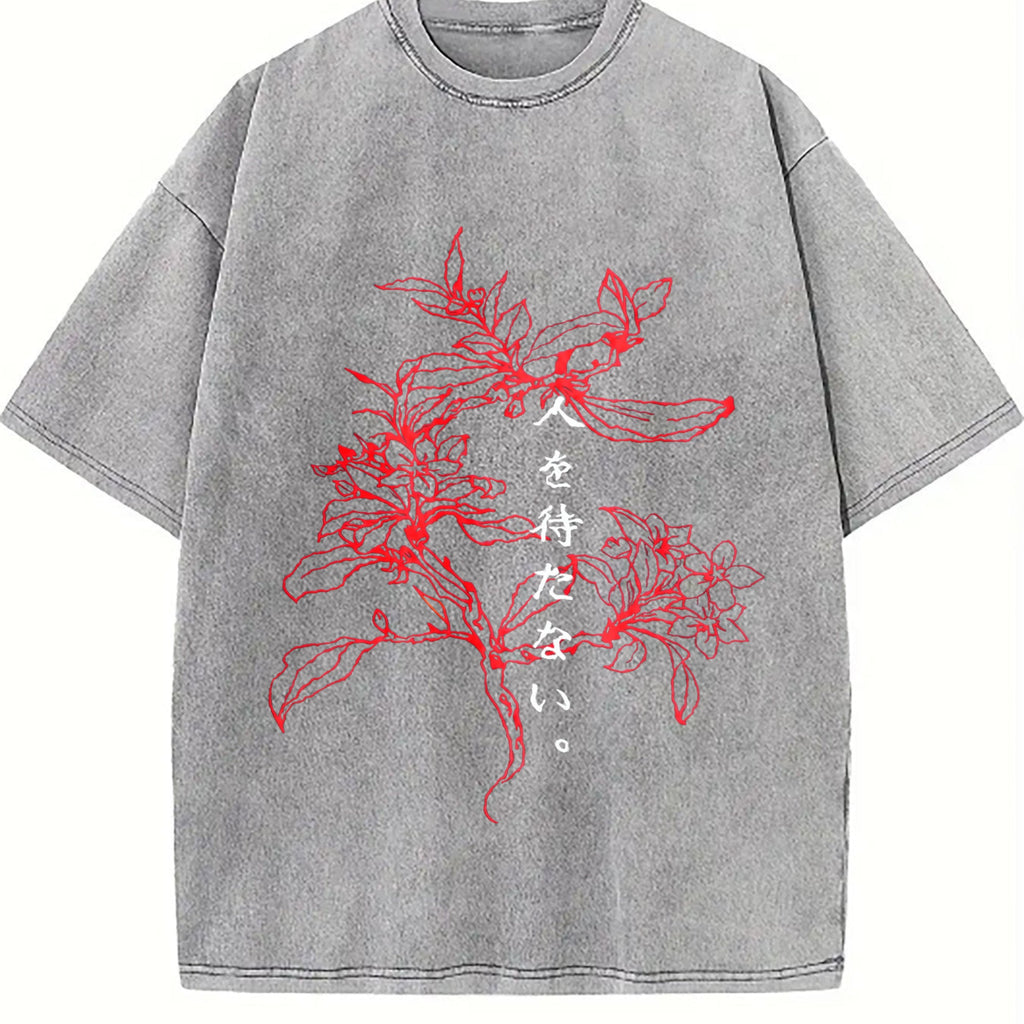 Japanese Floral & Text Vintage Washed T-Shirt product image 5
