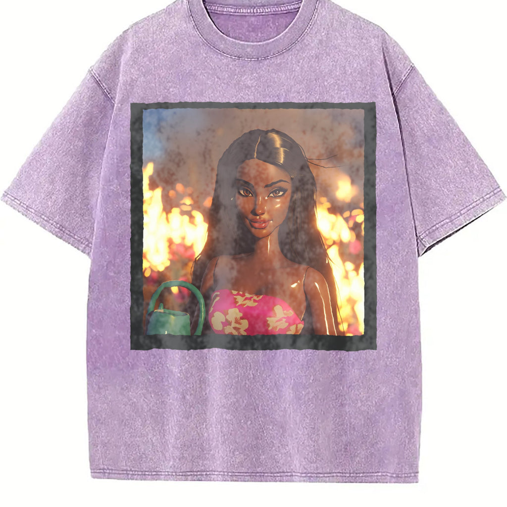 Doll with Flames in the Background Vintage Washed T-Shirt product image 6