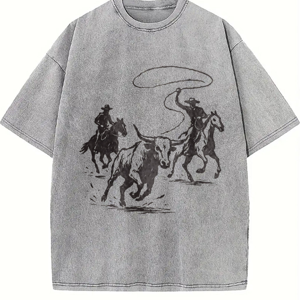 Cowboys Roping Bull Vintage Washed T-Shirt product image 5