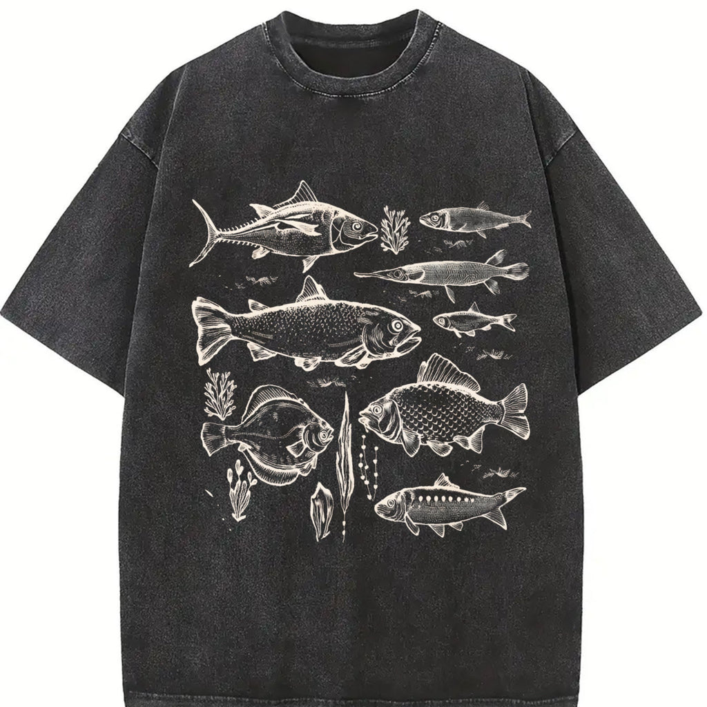 White Distressed Illustration Vintage Washed T-Shirt product image 2