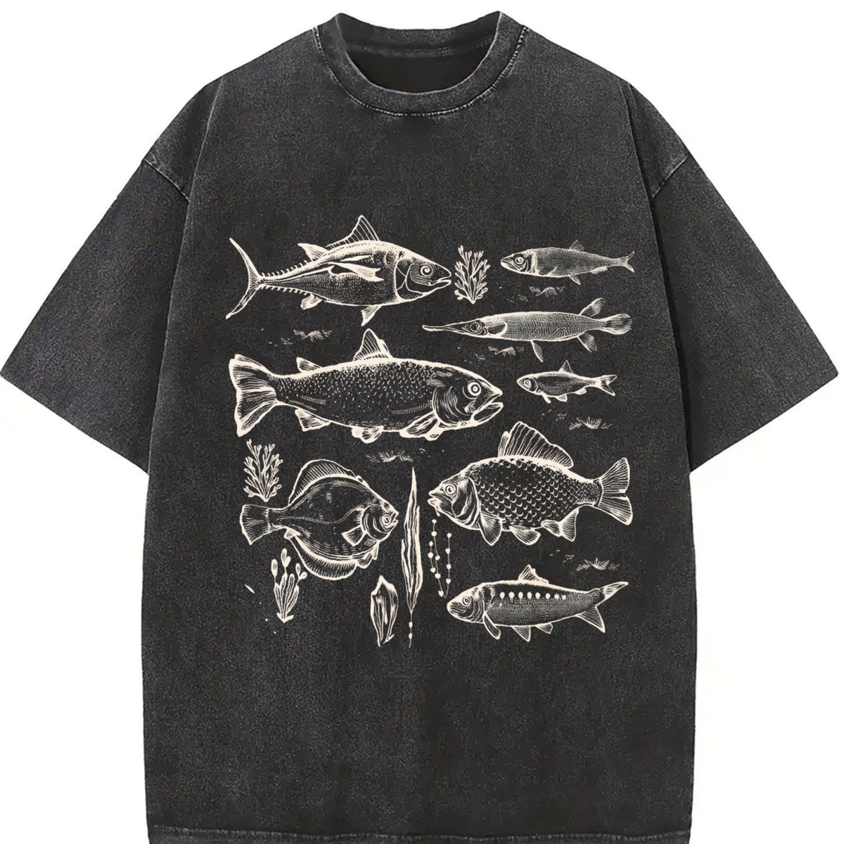 White Distressed Illustration Vintage Washed T-Shirt product image 2