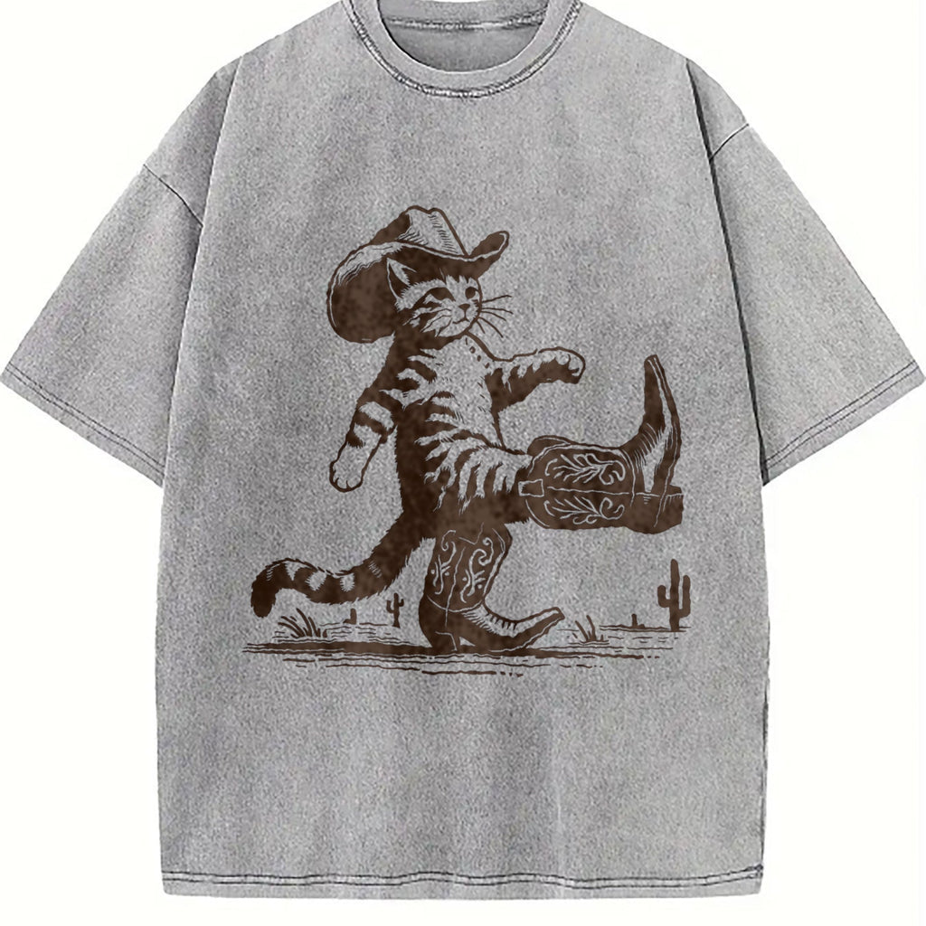 Cowboy Cat Vintage Washed T-Shirt product image 5