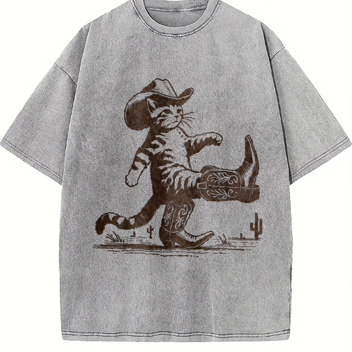 Cowboy Cat Vintage Washed T-Shirt product image 5