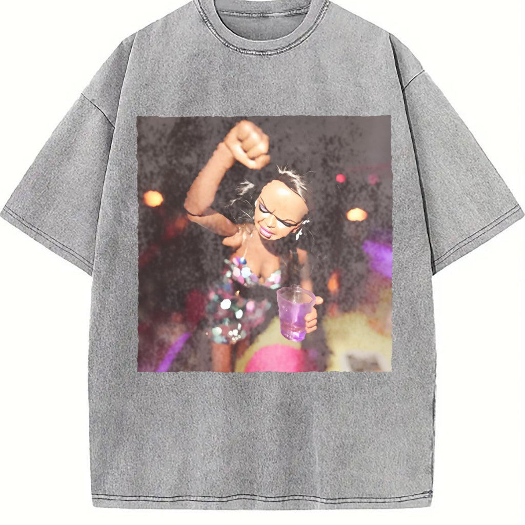 Doll Dancing with a Party Drink Vintage Washed T-Shirt product image 5