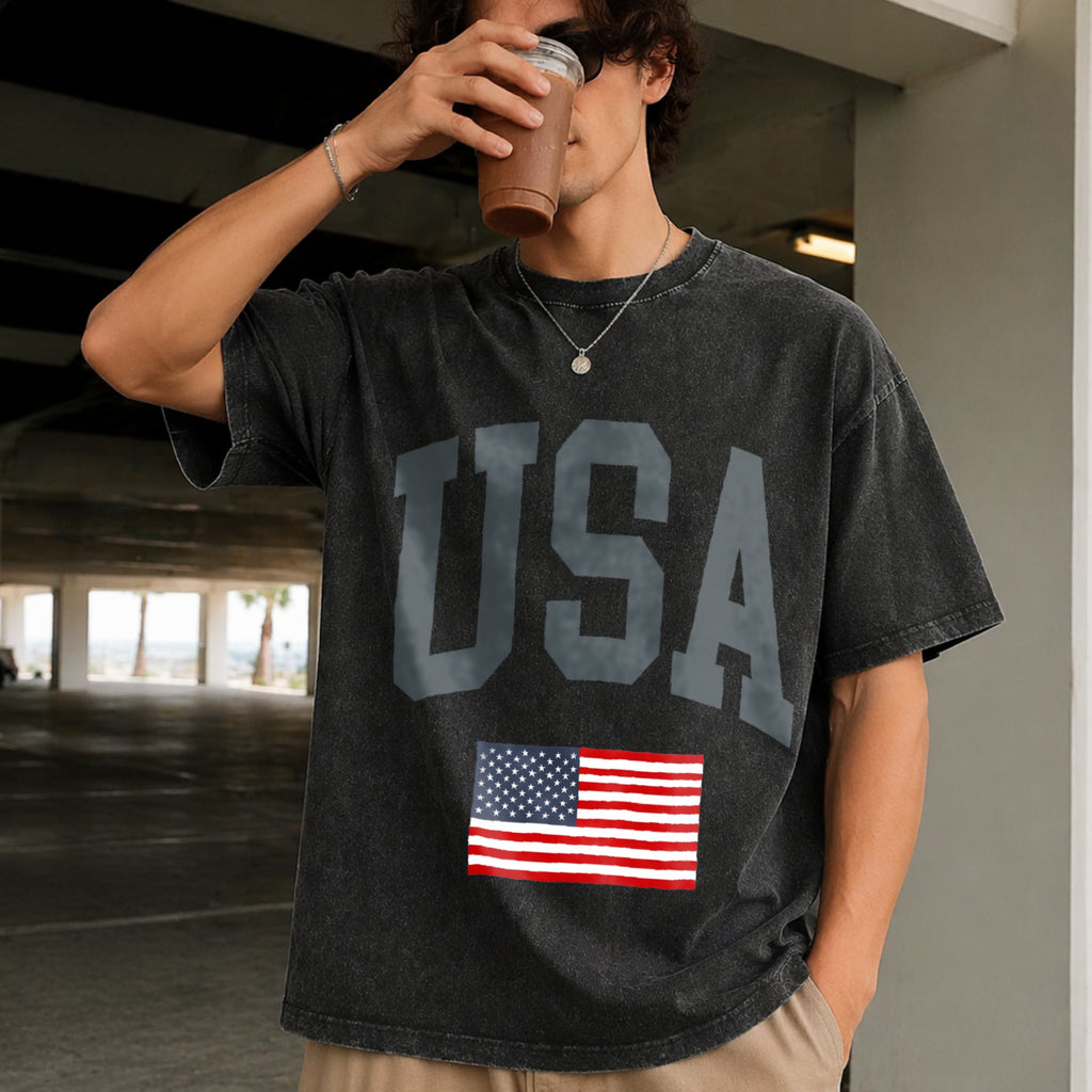 USA Flag - With Faded Aesthetic Vintage Washed T-Shirt product image 9