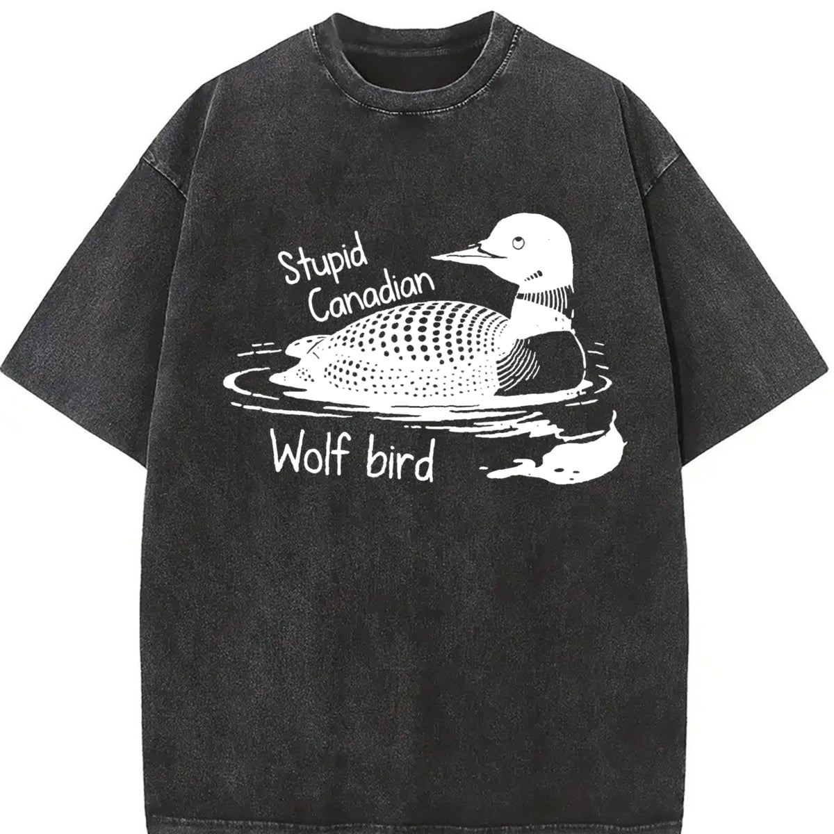 Stupid Canadian Wolf Bird Vintage Washed T-Shirt product image 2