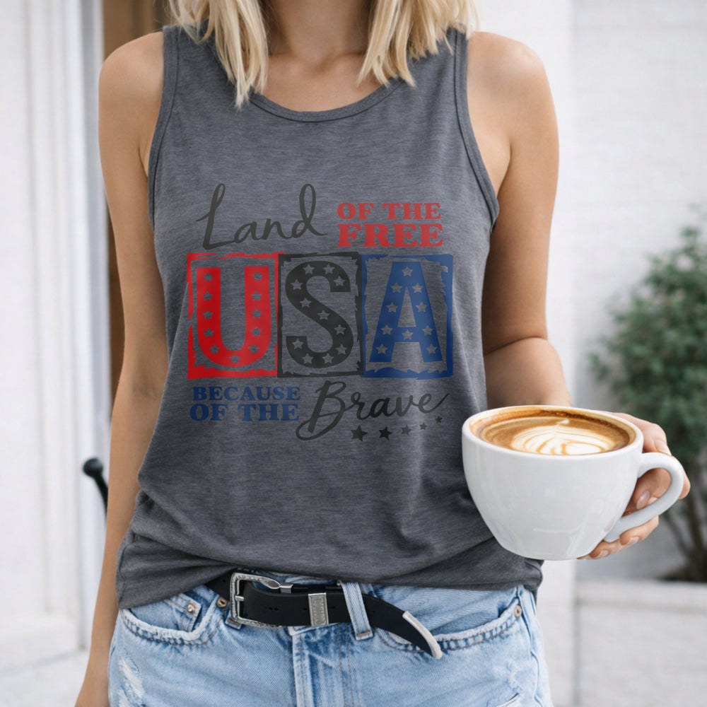 USA Land Of The Free Racerback Women's Tank Top