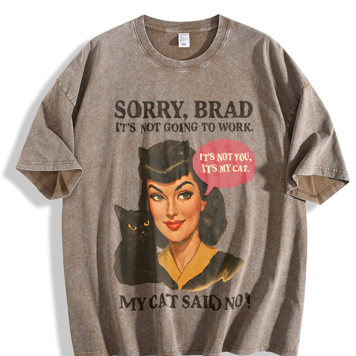 Funny Cat Sorry Brad Vintage Washed T-Shirt product image 3