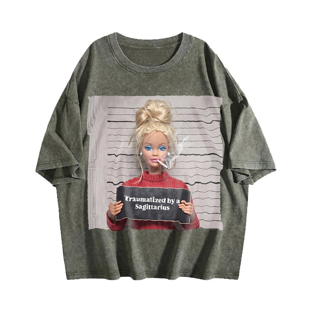 Traumatized by a Sagittarius Doll Meme Vintage Washed product image 4