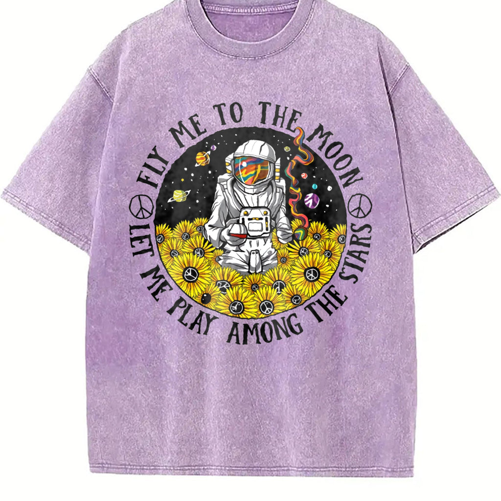 Fly Me To The Moon Let Me Play Among Stars Vintage Washed product image 6