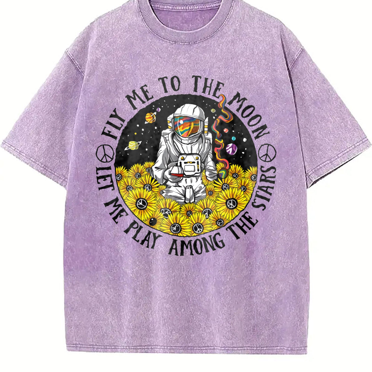 Fly Me To The Moon Let Me Play Among Stars Vintage Washed product image 6