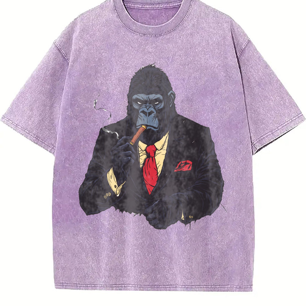 Gorilla Smoking Y2K Vintage Washed T-Shirt product image 6