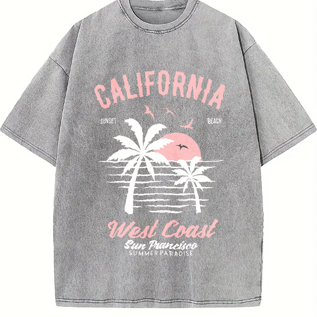 California - Surf Beach With Palm Trees Vintage Washed product image 5