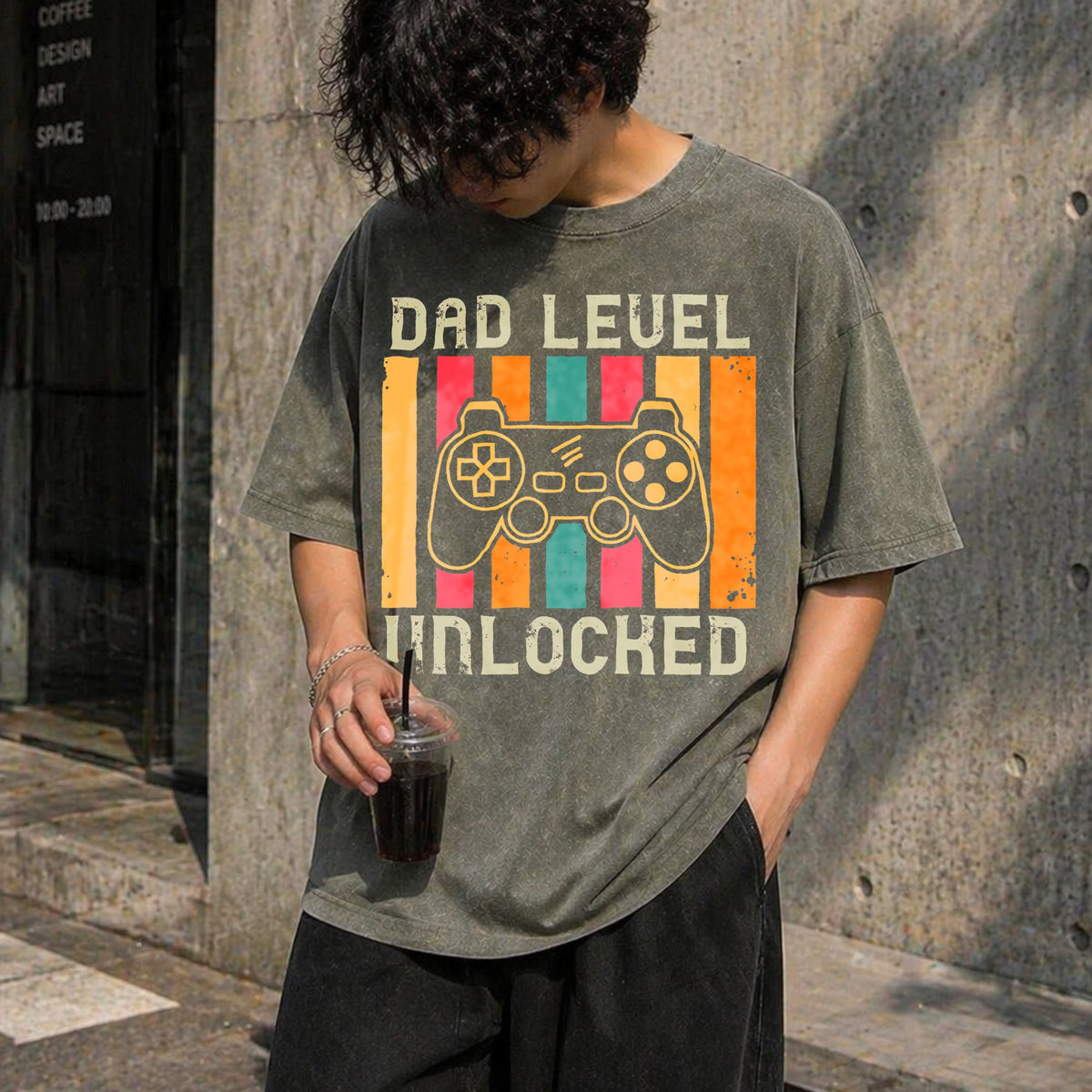 Gamer Dad Level Unlocked Vintage Washed T-Shirt product image 4