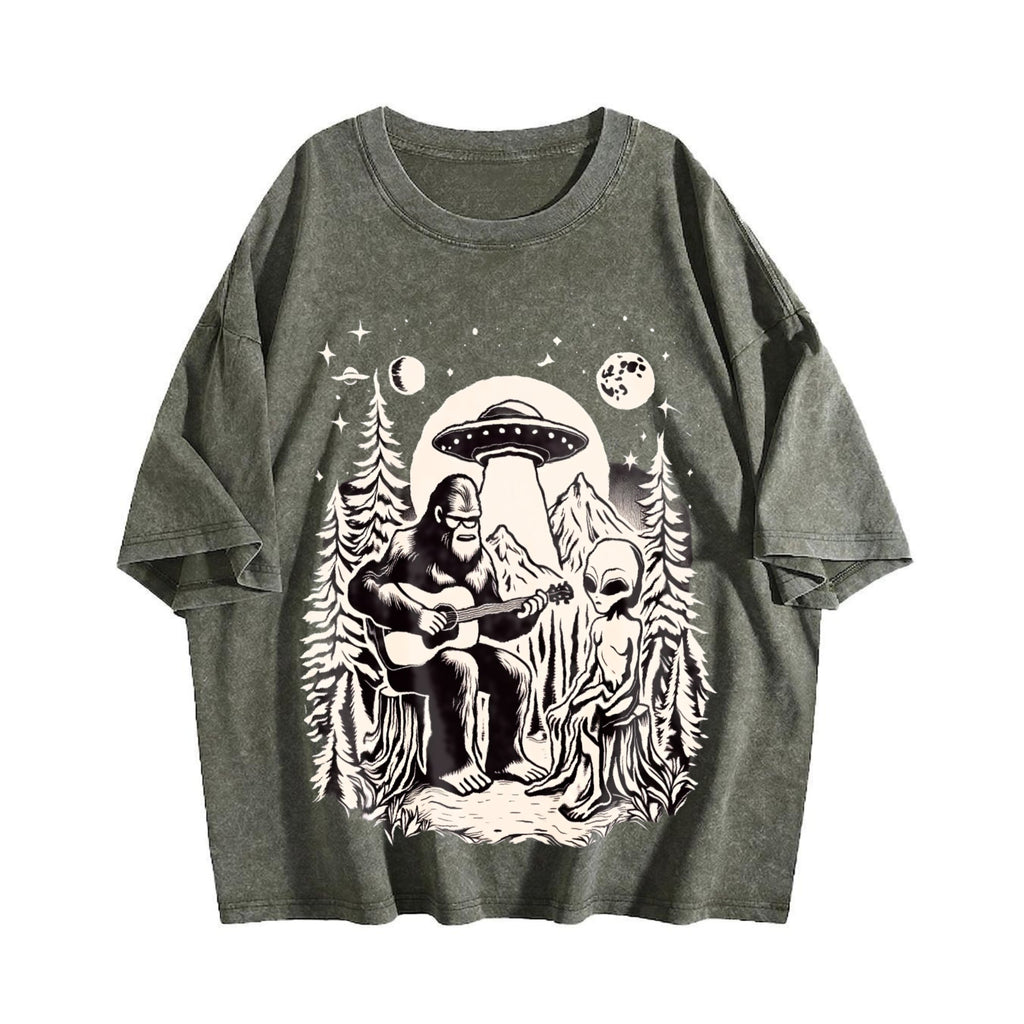 Bigfoot Playing Guitar With Alien And UFO 90s Vintage product image 4